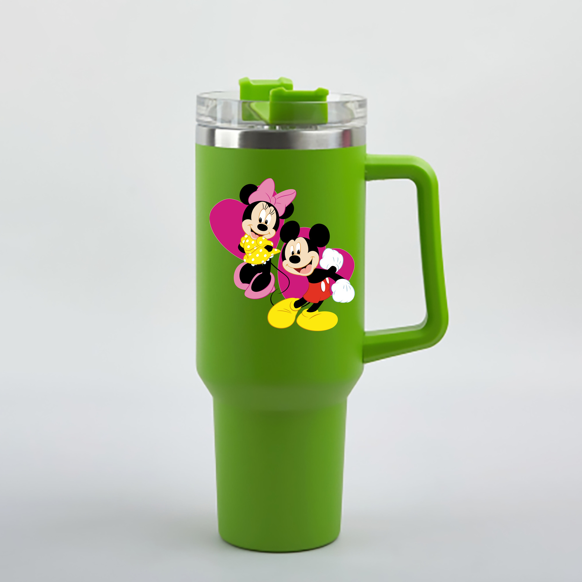 （画像用） ミッキーマウス Mickey Mouse 1200mL車用タンブラー - クリスタルステッカー（プラスチックストロー付き）